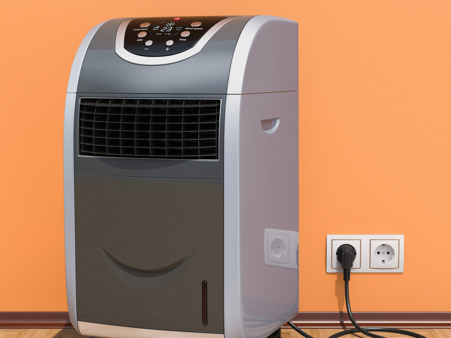 Refroidisseur d'Air Portable Gris – Ioniseur & Affichage Digital