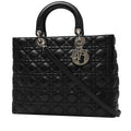 Lady Dior Medium cuir verni noir hardware doré bandoulière