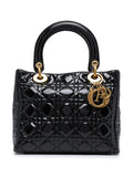 Lady Dior Large cuir agneau noir hardware argenté avec bandoulière