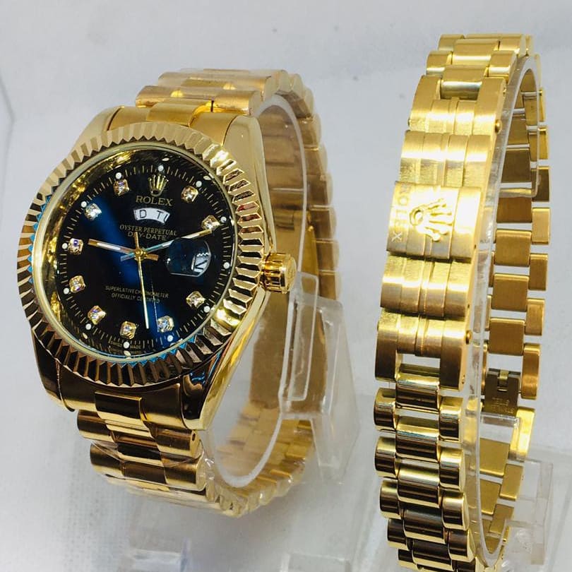 Rolex Day-Date Or Jaune – Cadran Noir & Diamants avec Bracelet Prestige