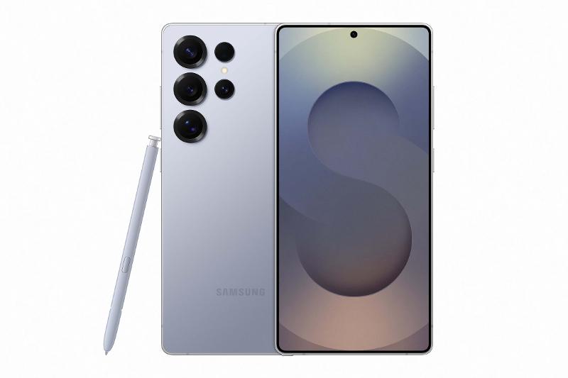 Samsung Galaxy S25 Ultra Titanium Blue – Vue avant et arrière avec S Pen